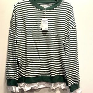 Dark Green Stripped Cali B Sweater - XS